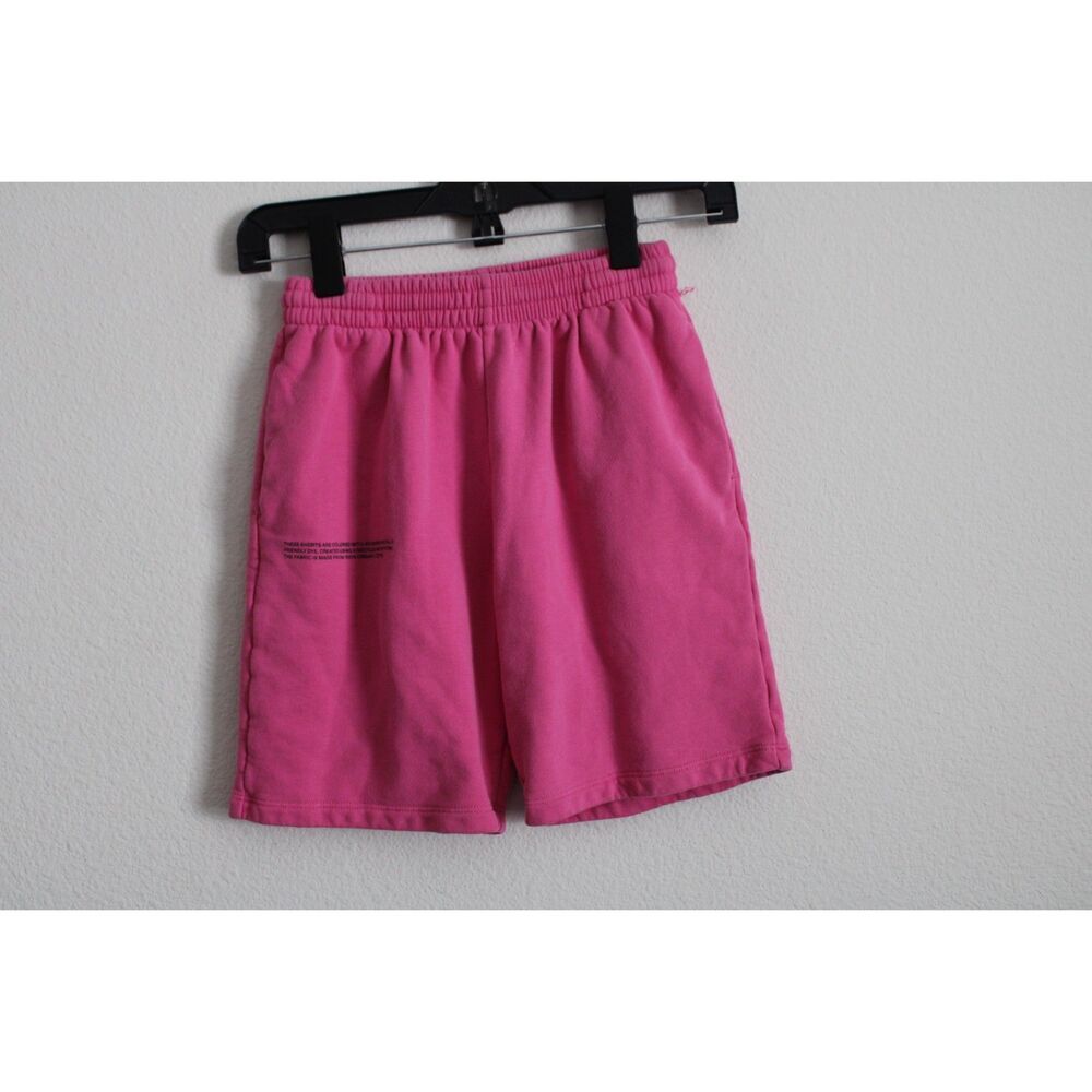 Pangaia kids size 11-12Y pink pull on drawstring shorts with text
